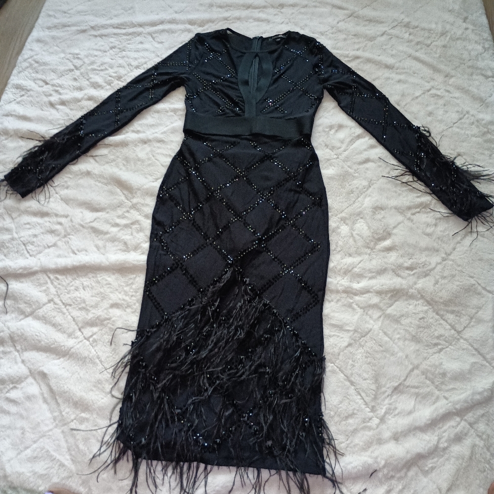 Fashion Nova feather dress